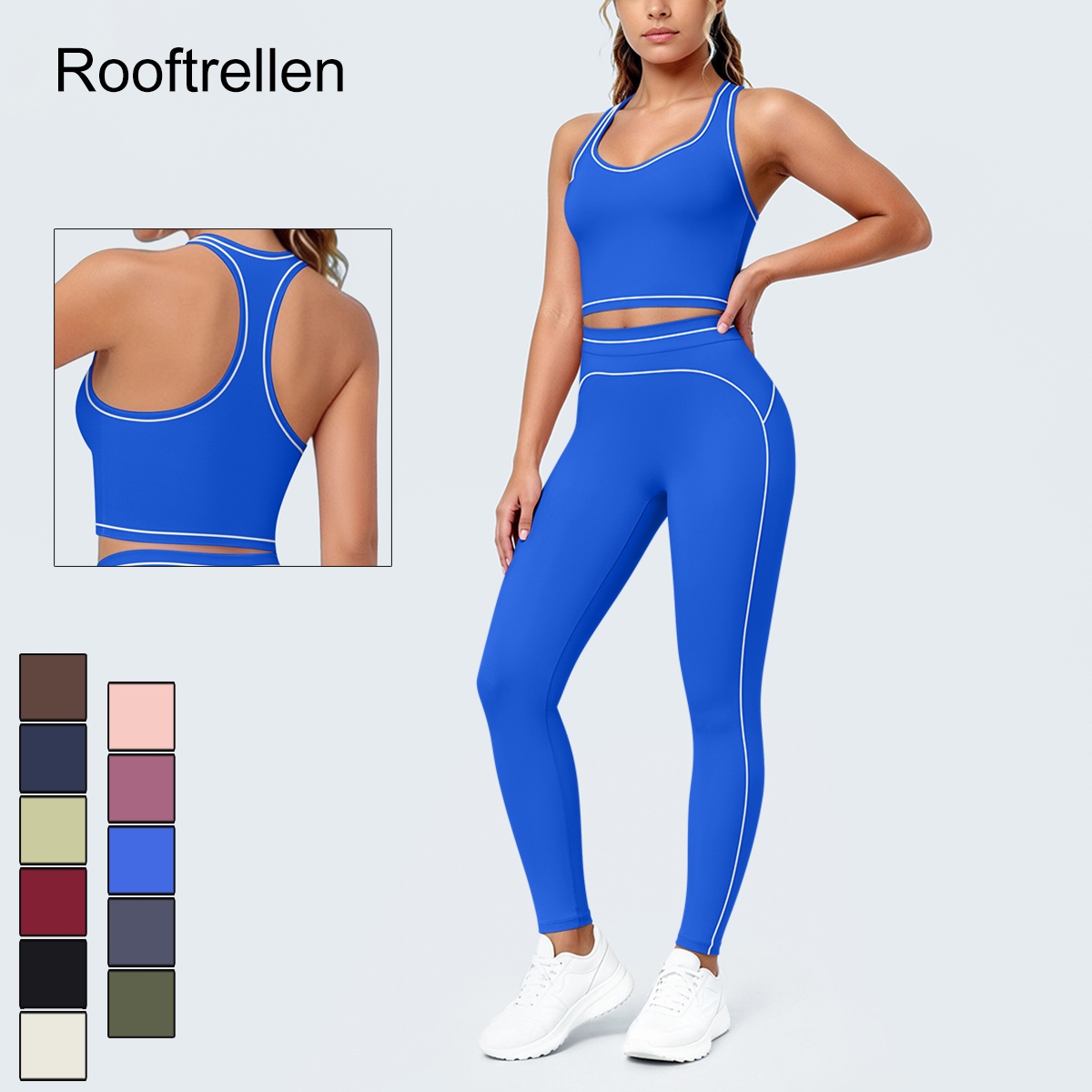 Ankle Weights - ชุดโยคะออกกำลังกายสำหรับผู้หญิงในฤดูร้อน กางเกงโยคะยกสะโพก ระบายอากาศได้ดี เสื้อกล้ามทรงตัวไอโชว์หลังสวยงามพร้อมแผ่นรองหน้าอก