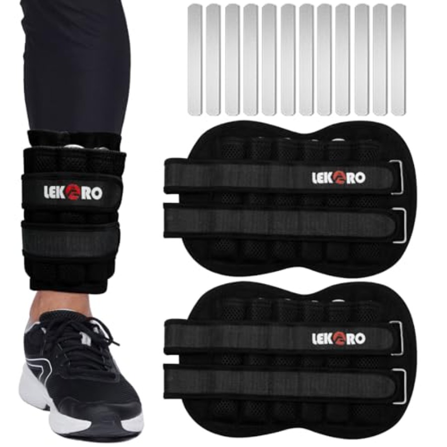 Ankle Weights - แผ่นเหล็กถ่วงน้ำหนักข้อเท้าและข้อมือสำหรับเดิน วิ่ง พิลาทิส ฟิตเนส ปรับได้ ถอดออกได้