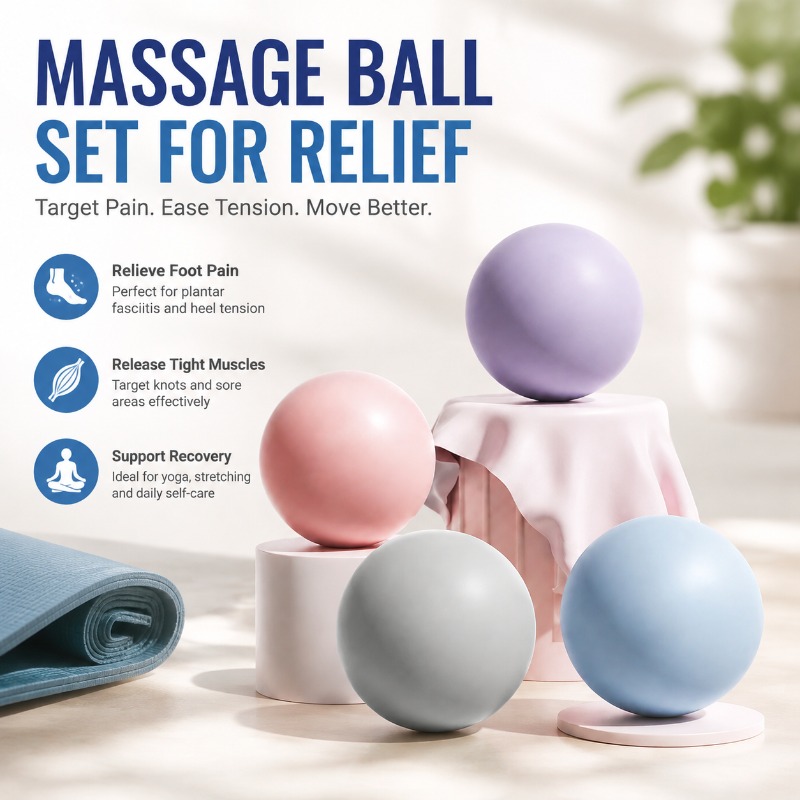 Yoga Fitness Ball - ลูกบอลซิลิโคนสำหรับนวดกล้ามเนื้อและพังผืด สำหรับบรรเทาอาการปวดบริเวณฝ่าเท้าและคอ อุปกรณ์ฝึกโยคะและพิลาทิสแบบพกพา