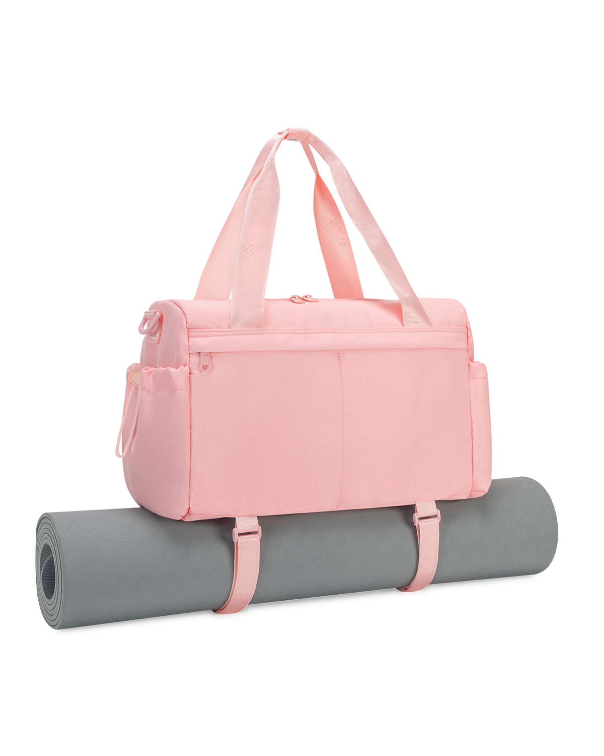 Yoga And Fitness Mat - กระเป๋ายิมขนาดเล็กพร้อมที่ใส่เสื่อโยคะและช่องใส่ขวดน้ำแบบเปียก กระเป๋าใส่ขวดน้ำแบบถอดได้และสายสะพายไหล่ปรับได้ กระเป๋าดัฟเฟิลขนาดเล็กสำหรับออกกำลังกาย ท่องเที่ยว เต้นรำ