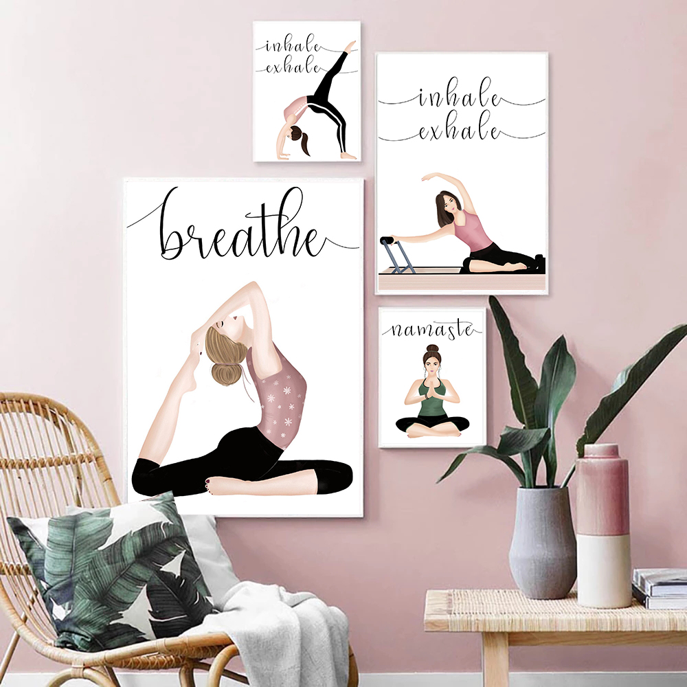 Yoga Fitness Quotes - Inhale Exhale Quote โยคะโปสเตอร์ผ้าใบพิมพ์ Namasté Wall