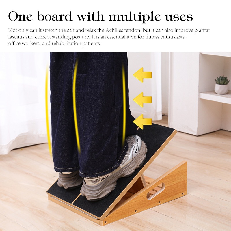 Balance Board Fitness - แผ่นไม้ปรับระดับได้สำหรับฝึกสมดุล บรรเทาอาการปวดกล้ามเนื้อ ฟื้นฟูข้อเท้า อุปกรณ์ฝึกโยคะแบบยืน ใช้งานได้ที่บ้าน พกพาสะดวก