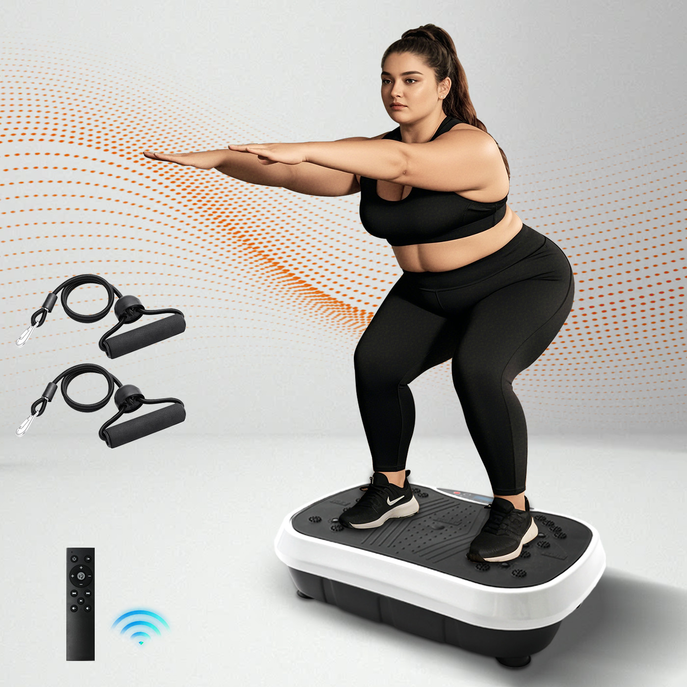 Balance Board Fitness - เครื่องออกกำลังกายแบบแผ่นสั่นสะเทือนแบบพกพา เครื่องเผาผลาญไขมัน ลดน้ำหนักได้ถึง 220 ปอนด์ ออกกำลังกายทั่วร่างกาย