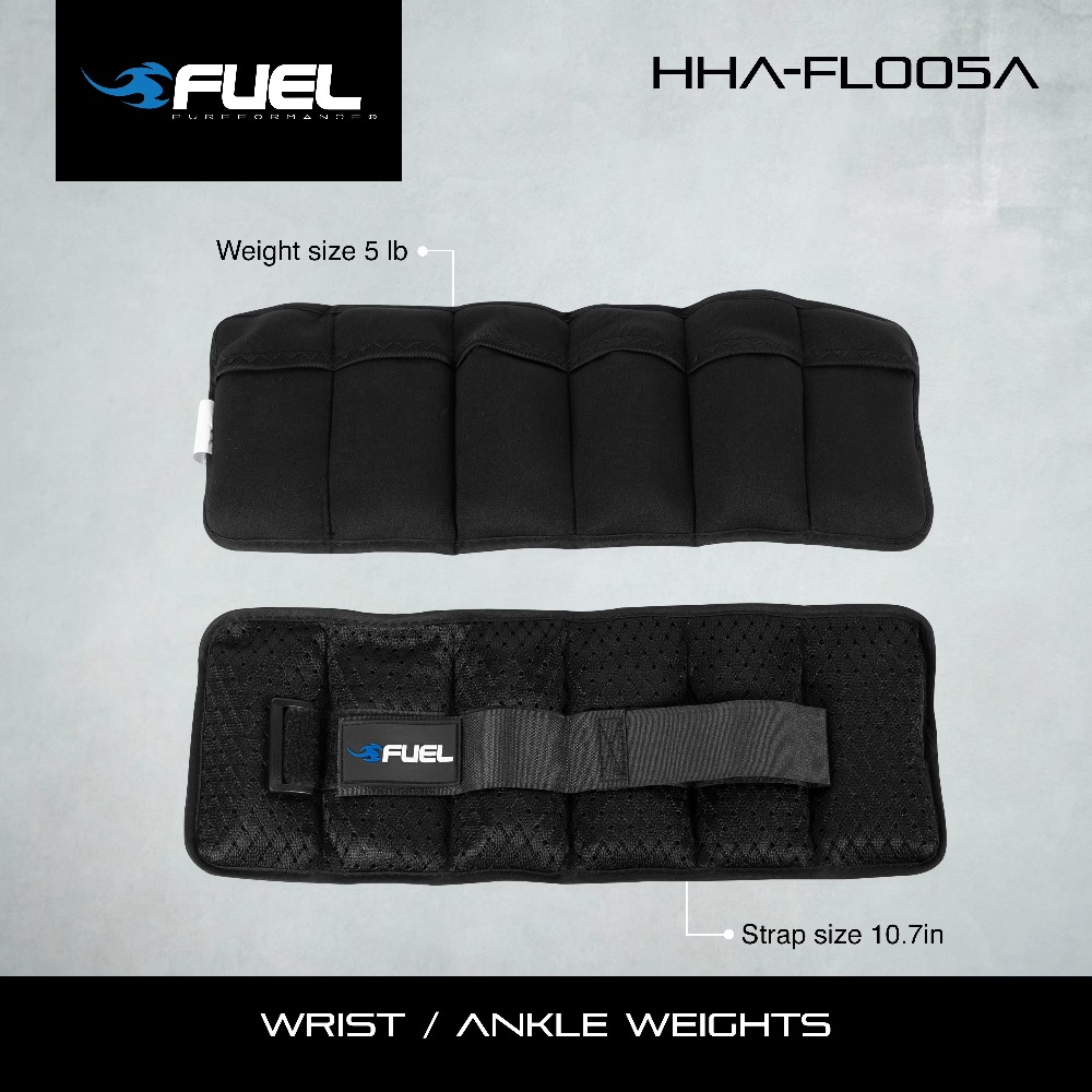Ankle Weights - ตุ้มน้ำหนักข้อมือ/ข้อเท้าปรับระดับได้สำหรับทุกเพศ Fuel Pureformance, น้ำหนักคู่ละ 2.5 ปอนด์