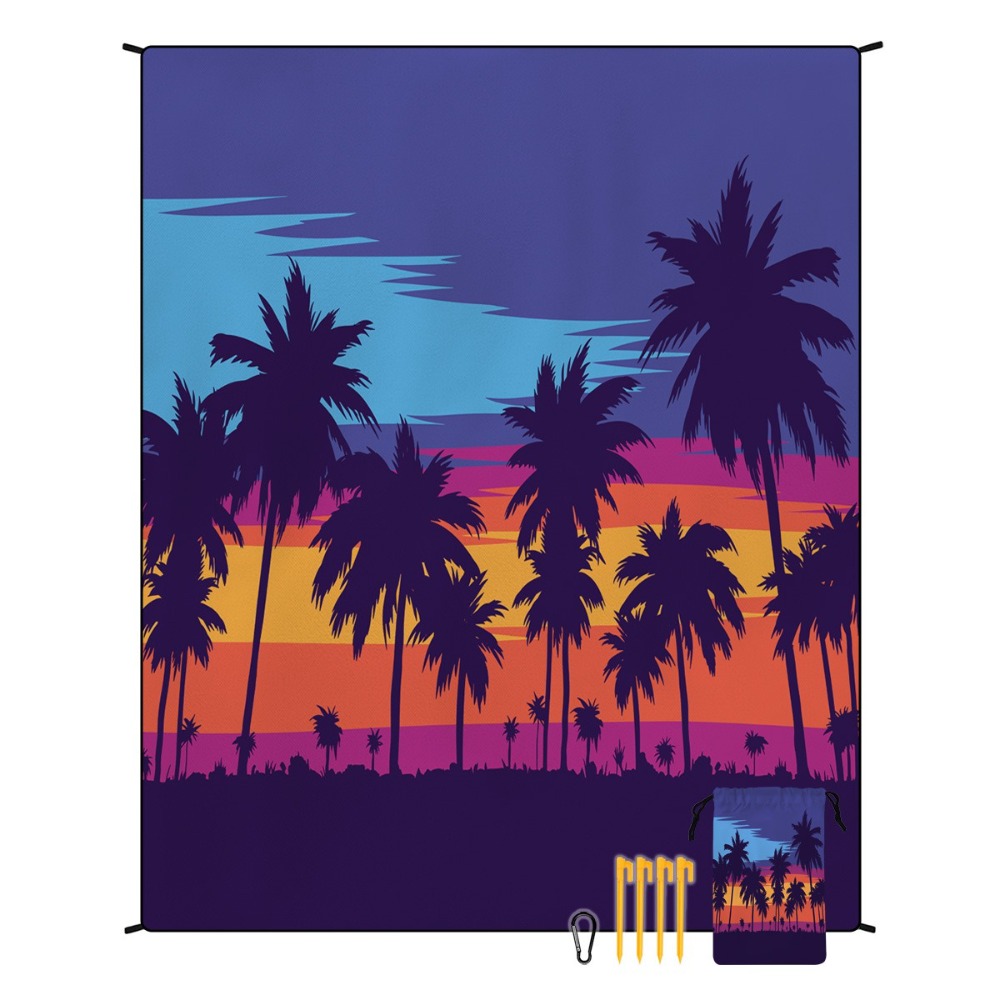 Yoga And Fitness Mat - ผ้าขนหนูชายหาดลายต้นปาล์ม 71x86.6 นิ้ว ผ้าปูโยคะ ผ้าห่มปิกนิก ผ้าห่มออกกำลังกาย