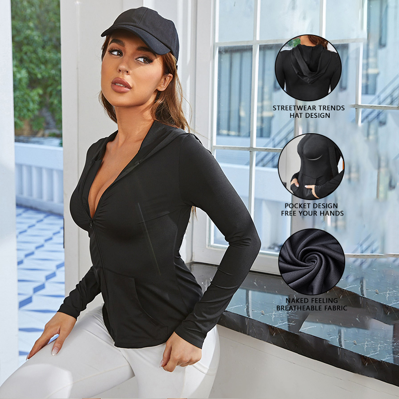 เสื้อโค้ทออกกำลังกายผู้หญิงสีด - Fitness Yoga & Kickfit บทวิจารณ์และราคา