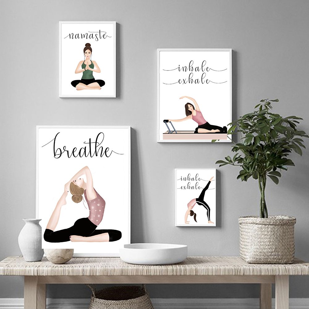 Inhale Exhale Quote โยคะโปสเตอ - Yoga Fitness Quotes บทวิจารณ์และราคา