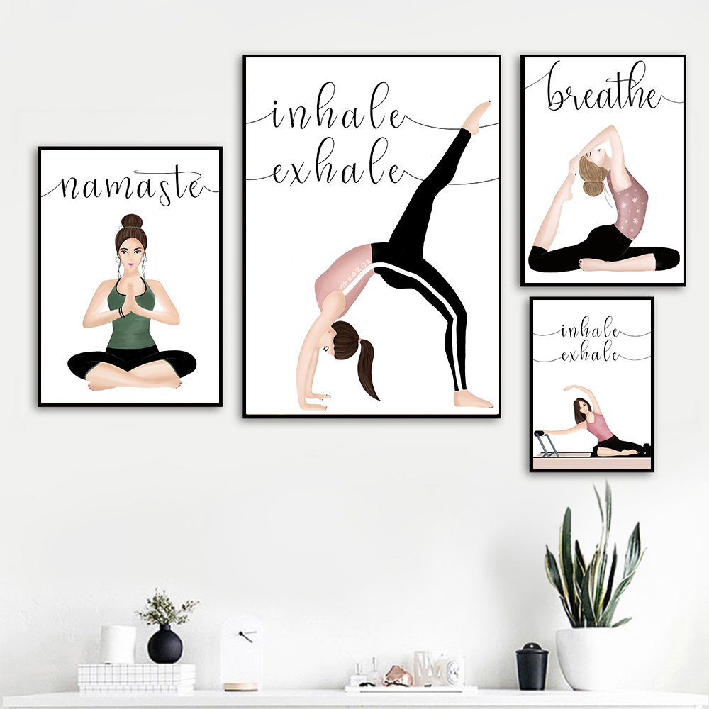 Inhale Exhale Quote โยคะโปสเตอ - Yoga Fitness Quotes บทวิจารณ์และราคา