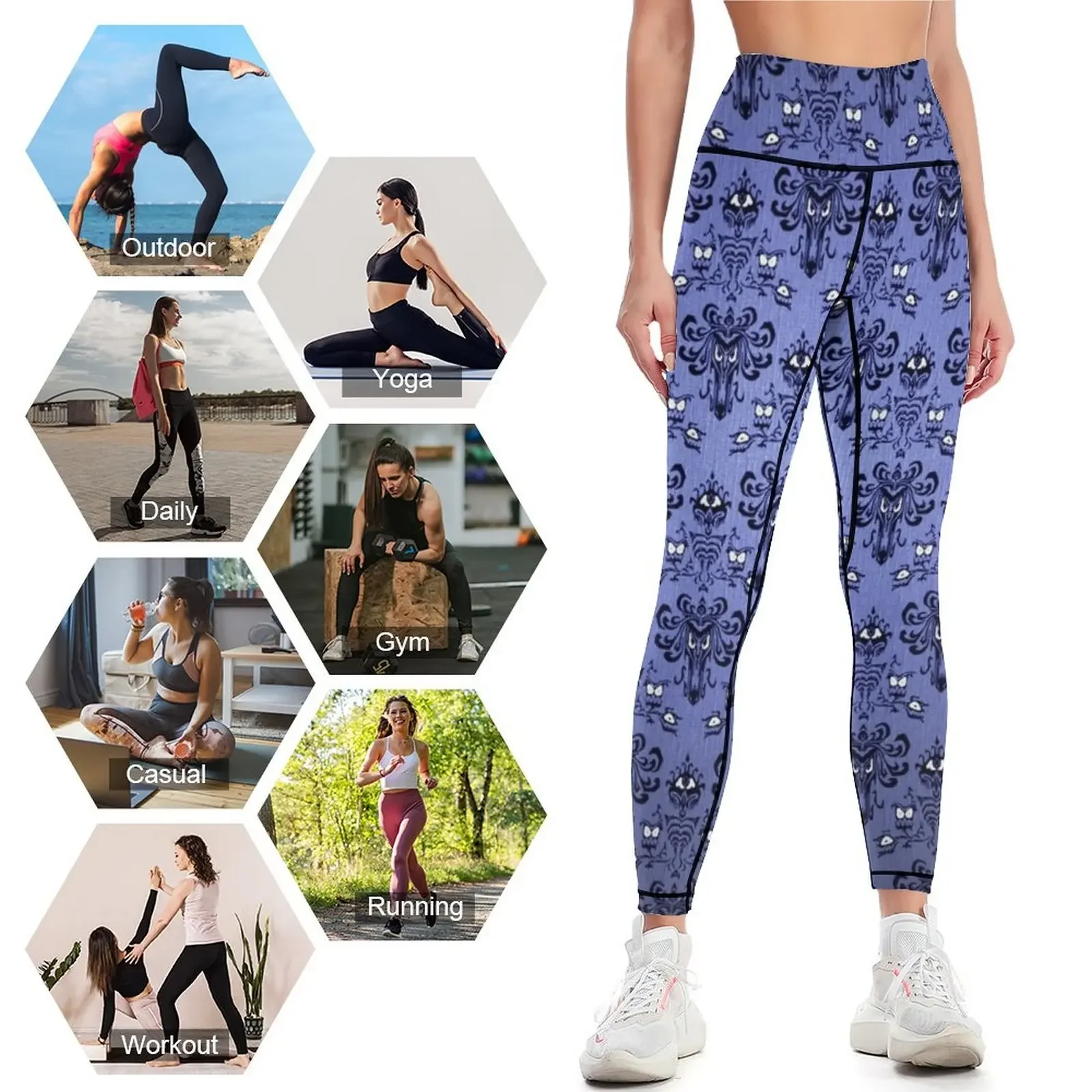 เลกกิ้งลายวอลเปเปอร์บ้านผีสิง  - Yoga Fitness Wallpaper บทวิจารณ์และราคา