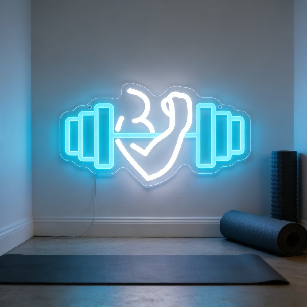 ป้ายไฟนีออนรูปดัมเบลบicep สำหร - Yoga And Fitness Studio บทวิจารณ์และราคา