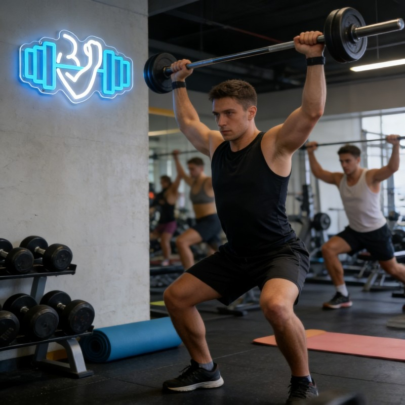 ป้ายไฟนีออนรูปดัมเบลบicep สำหร - Yoga And Fitness Studio บทวิจารณ์และราคา