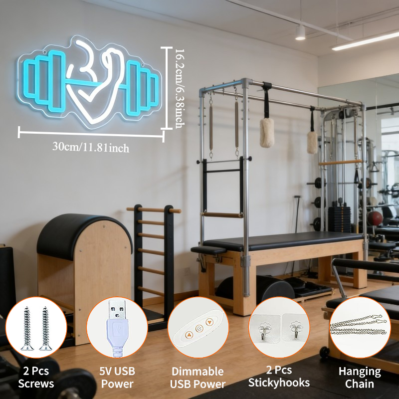 ป้ายไฟนีออนรูปดัมเบลบicep สำหร - Yoga And Fitness Studio บทวิจารณ์และราคา
